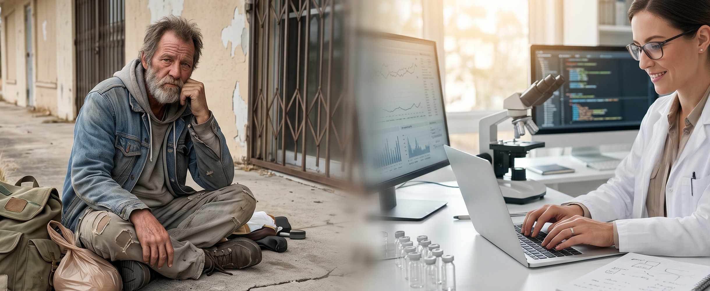 A person without stable housing in rural Florida, facing the long-term cost of being shut out of the online economy