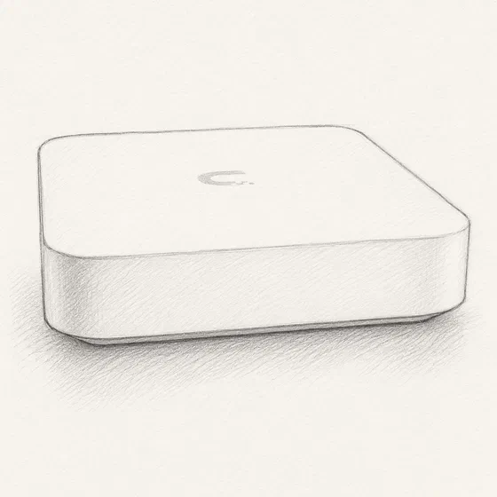 Pencil sketch of the UniFi Gateway Max, the compact gateway Streamline Internet deploys for small business internet failover