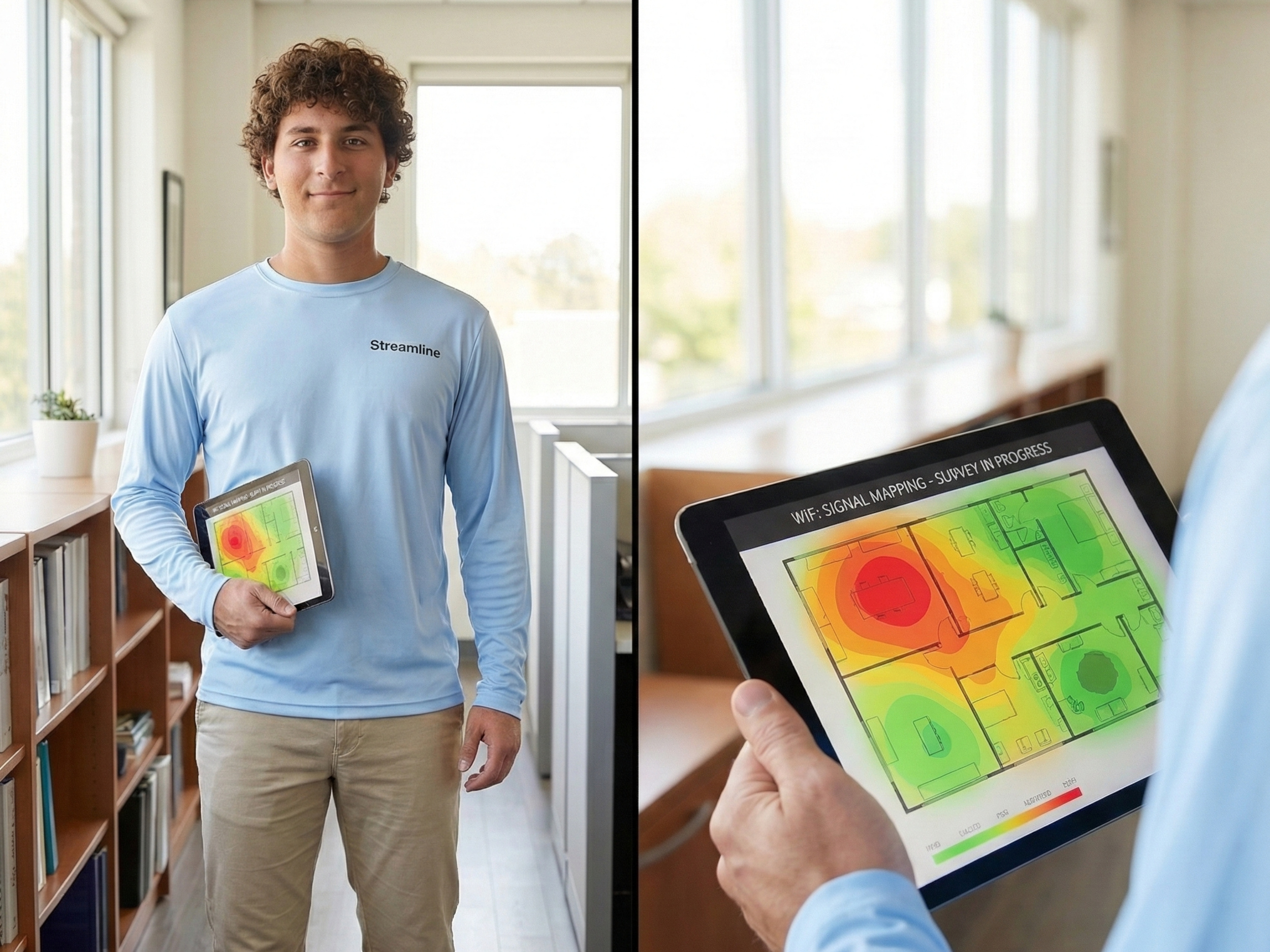 Local Streamline technician running a wireless site survey