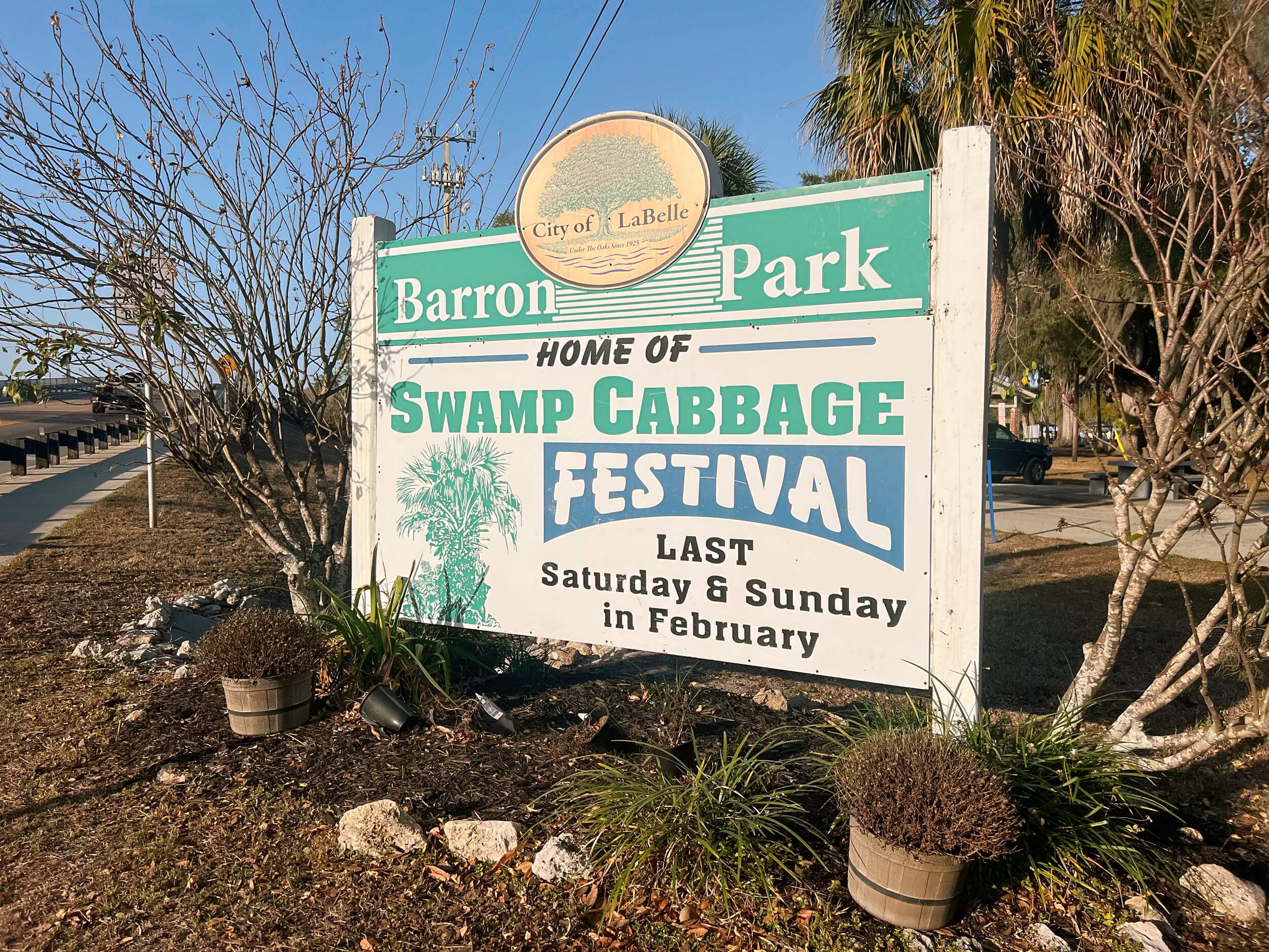 Barron Park, home of the annual Swamp Cabbage Festival in LaBelle